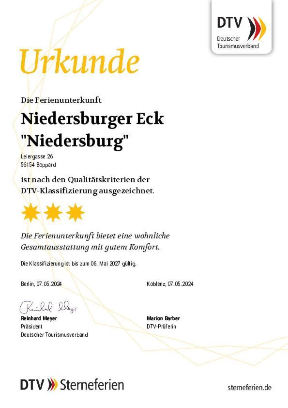 Apartmán Niedersburger Eck, Wandern, Radfahren, Geniessen, Erholen Boppard Exteriér fotografie