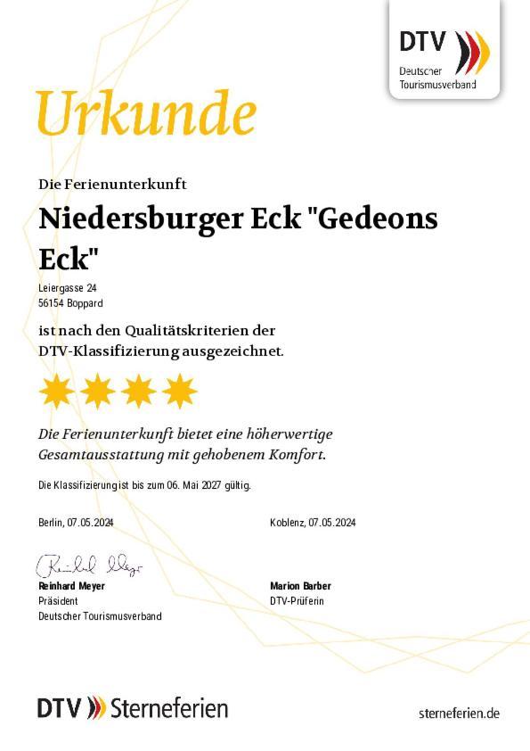 Apartmán Niedersburger Eck, Wandern, Radfahren, Geniessen, Erholen Boppard Exteriér fotografie